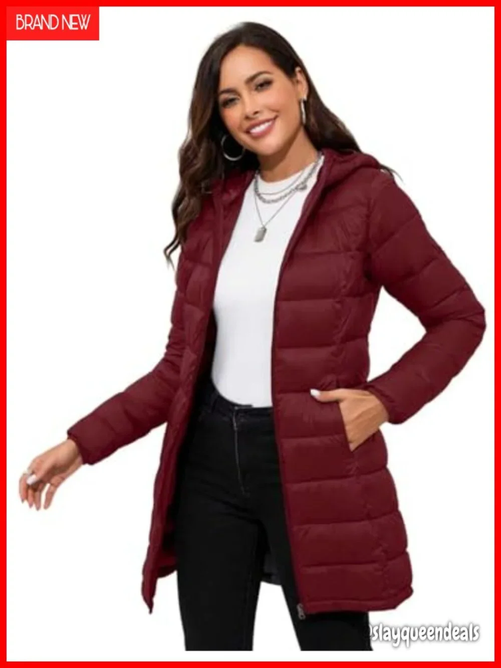 Lightweight Packable Hooded Puffer Jacket Water-Repellent Long Sleeve Zipper
